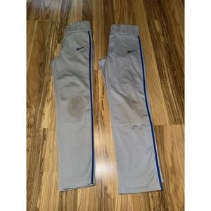 Nike Youth Boys Small S Baseball Pants Gray Royal Blue Piping
